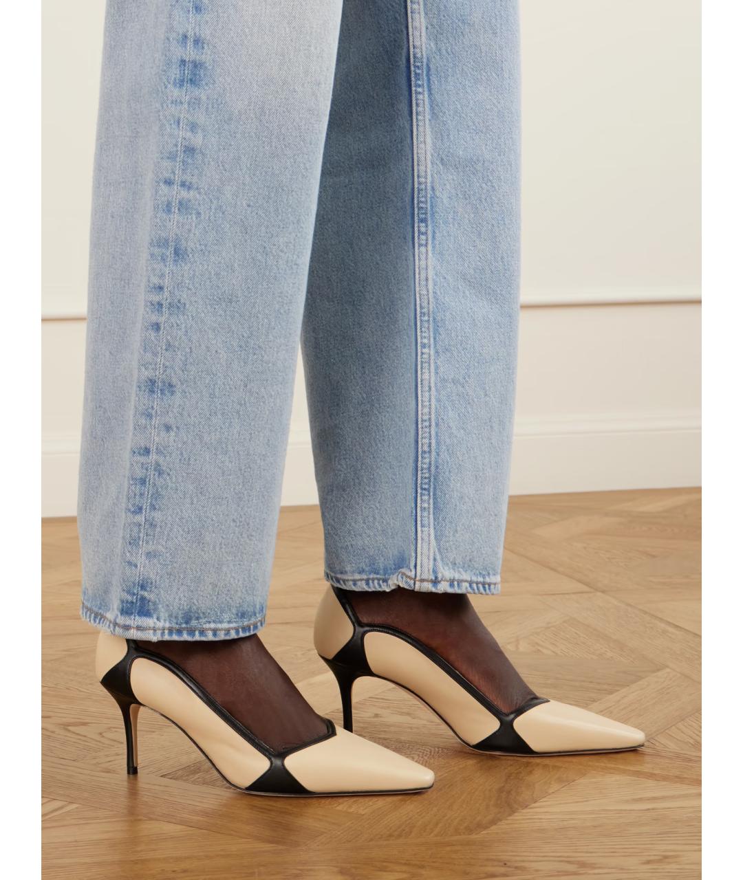 MANOLO BLAHNIK Бежевые кожаные туфли, фото 2