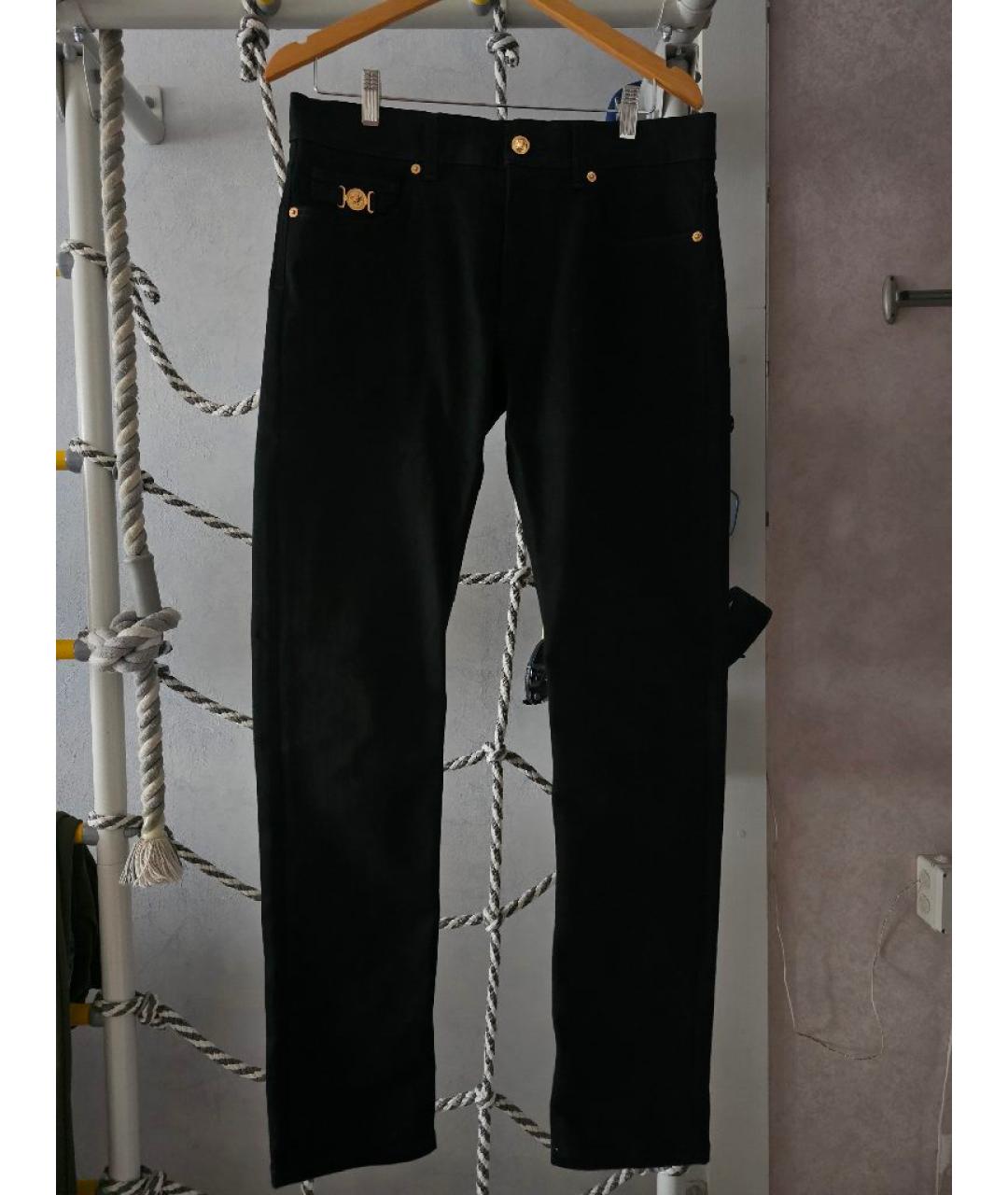VERSACE Черные хлопко-эластановые джинсы скинни, фото 8