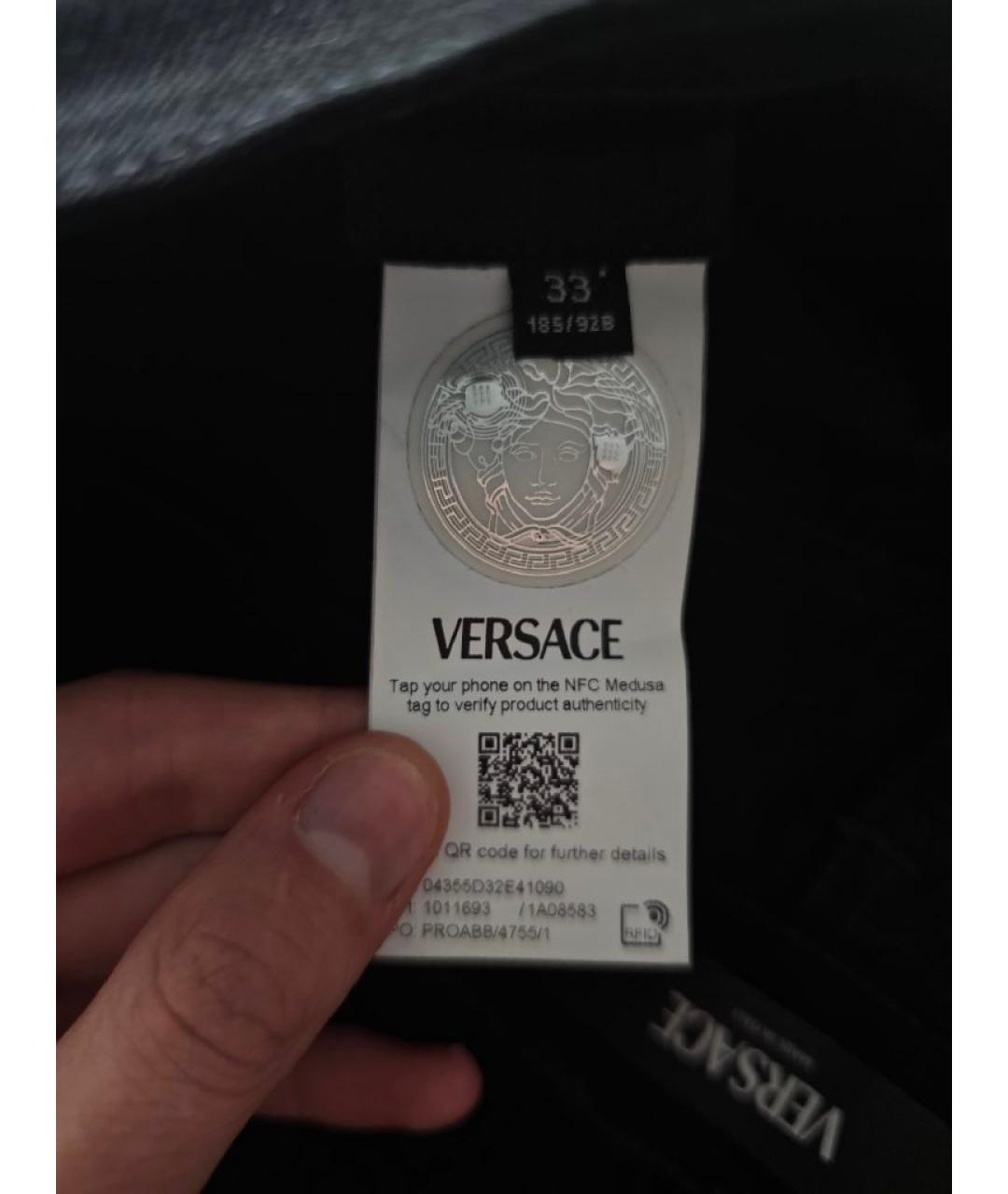 VERSACE Черные хлопко-эластановые джинсы скинни, фото 5