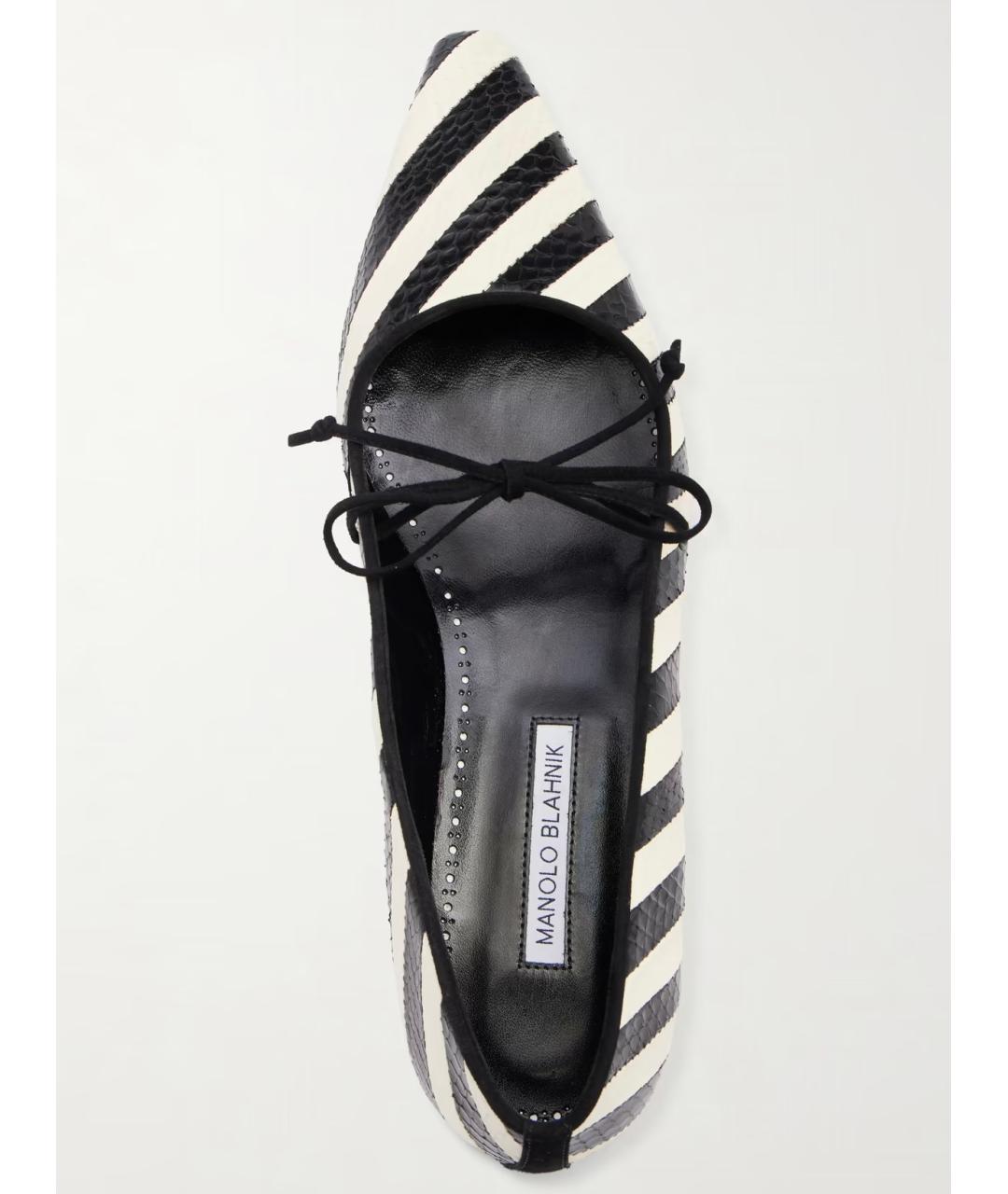 MANOLO BLAHNIK Черные балетки из кожи питона, фото 5