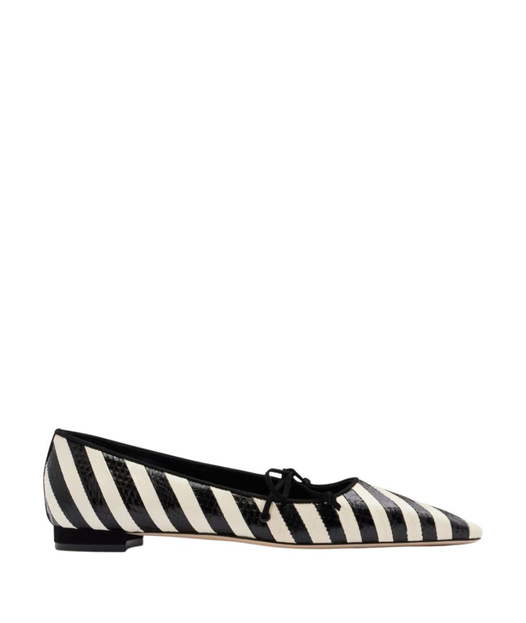 MANOLO BLAHNIK Черные балетки из кожи питона, фото 1