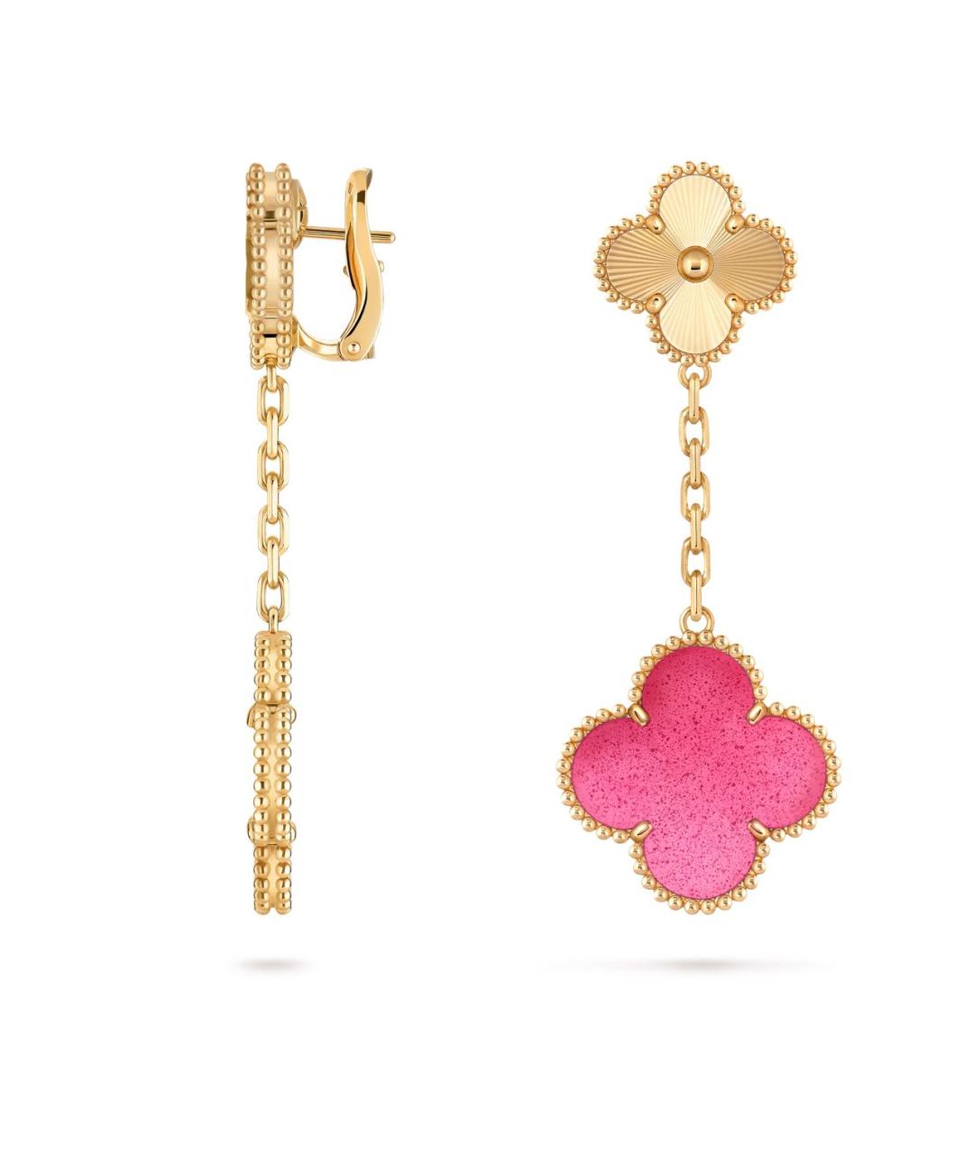 VAN CLEEF & ARPELS Розовые серьги из желтого золота, фото 3