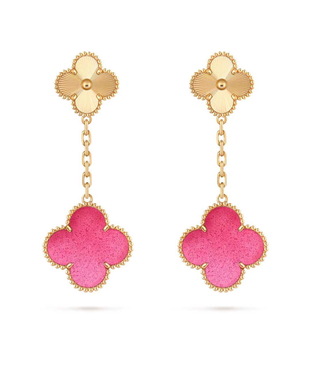 VAN CLEEF & ARPELS Розовые серьги из желтого золота, фото 4