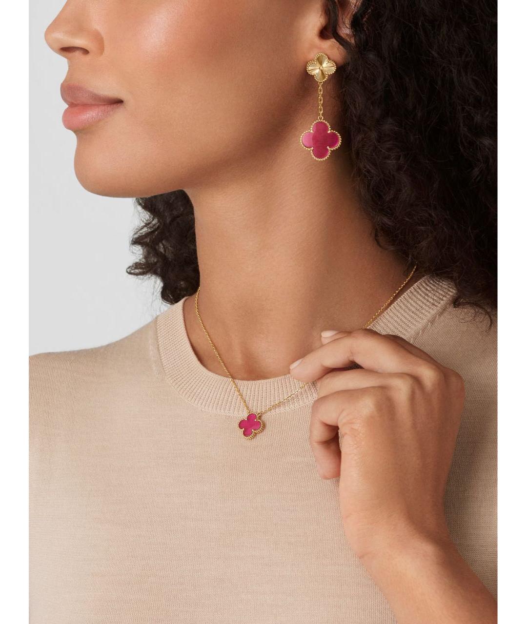 VAN CLEEF & ARPELS Розовые серьги из желтого золота, фото 2