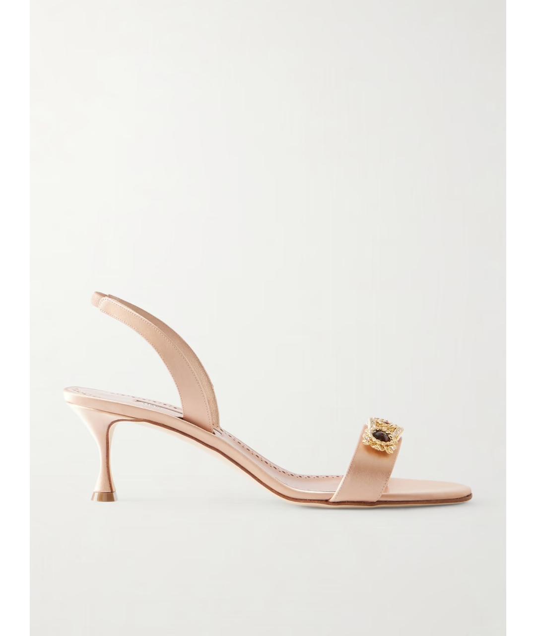 MANOLO BLAHNIK Розовые текстильные мюли, фото 6