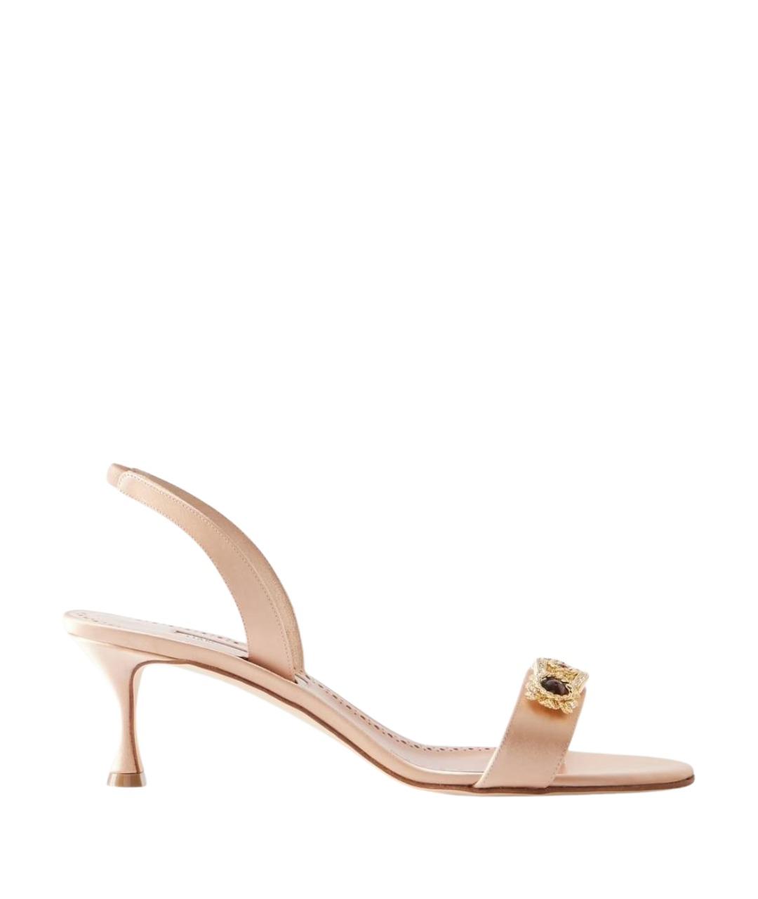MANOLO BLAHNIK Розовые текстильные мюли, фото 1