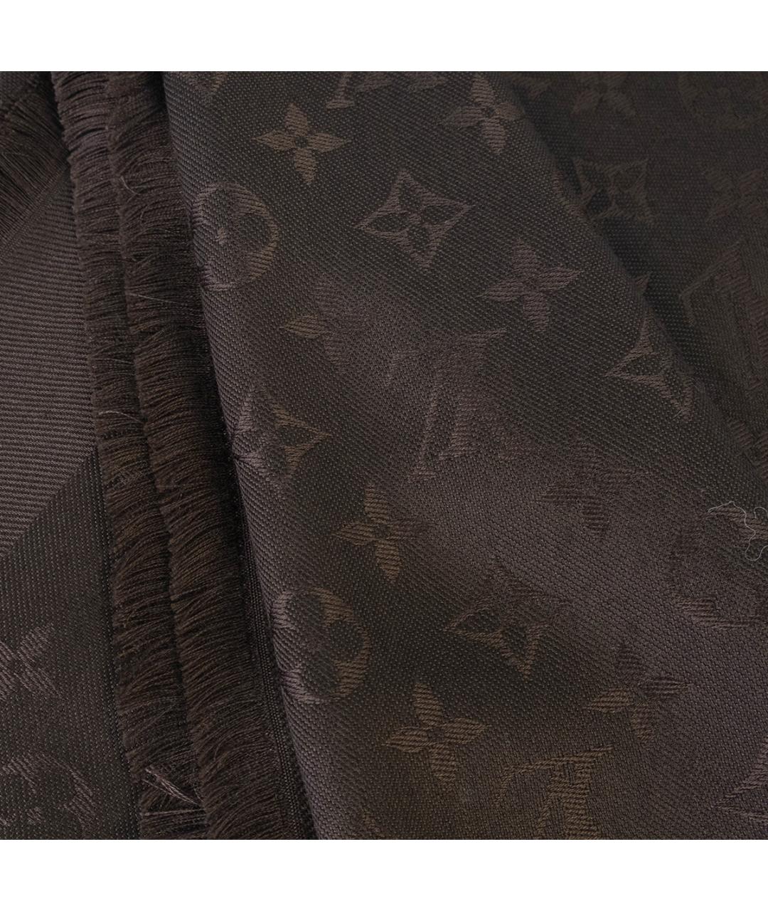 LOUIS VUITTON Коричневый шерстяной шарф, фото 4