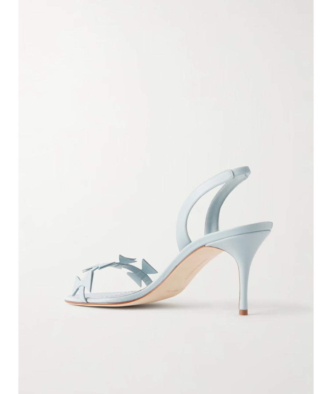 MANOLO BLAHNIK Голубые кожаные мюли, фото 5
