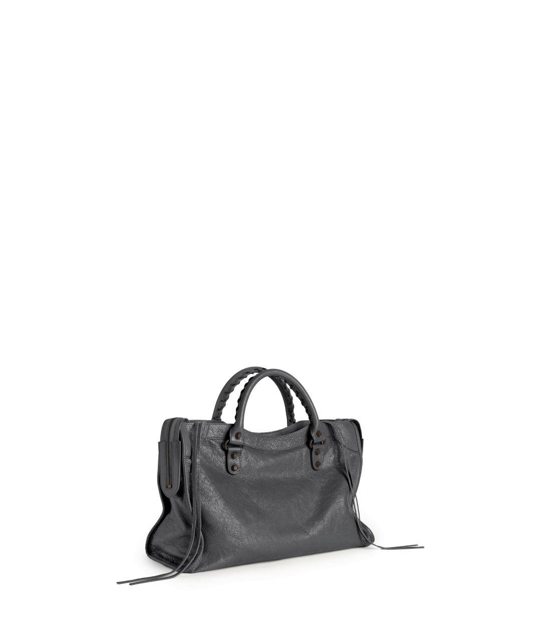 BALENCIAGA Серая кожаная сумка тоут, фото 3