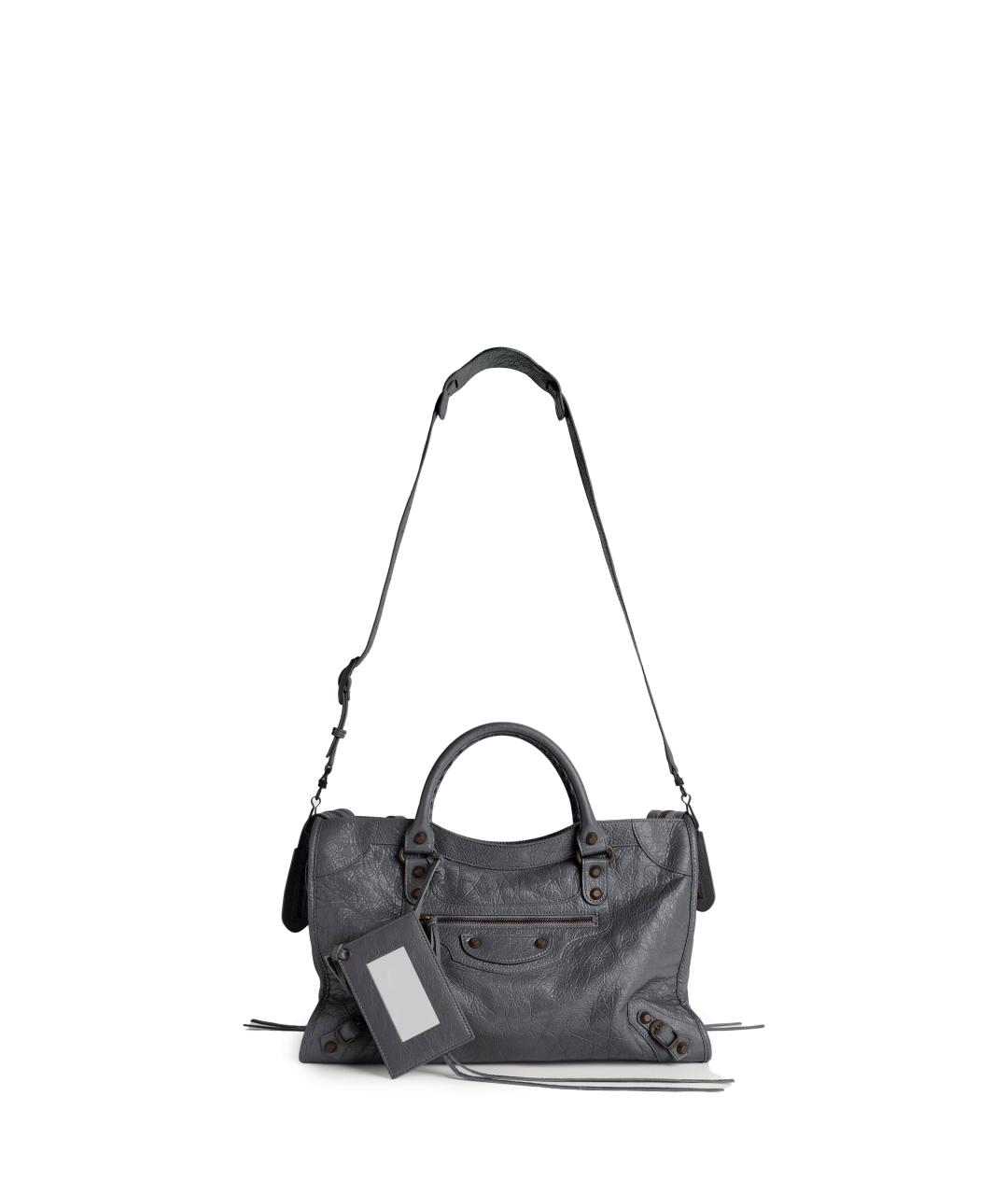 BALENCIAGA Серая кожаная сумка тоут, фото 4