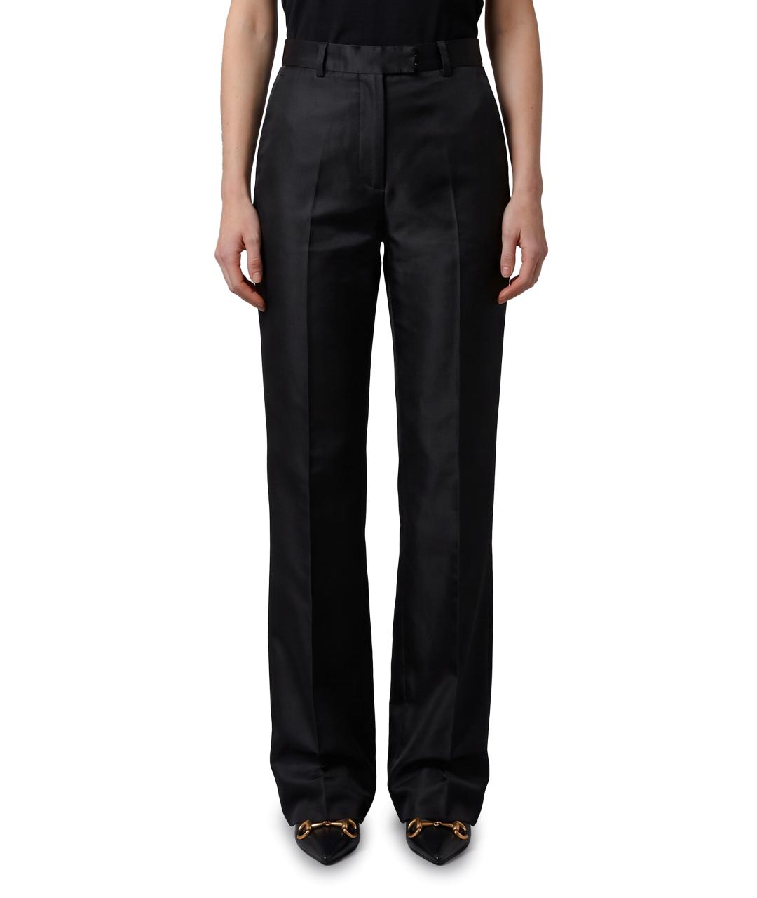 GUCCI Черные шелковые прямые брюки, фото 1