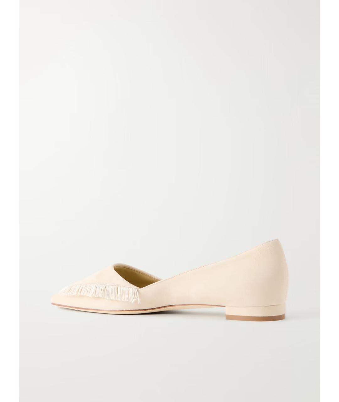 MANOLO BLAHNIK Бежевые замшевые балетки, фото 4