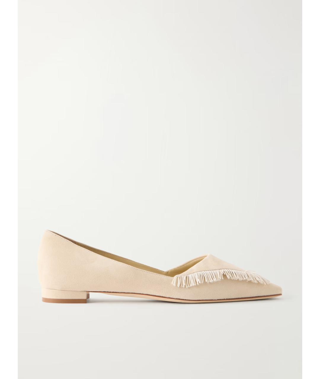 MANOLO BLAHNIK Бежевые замшевые балетки, фото 5
