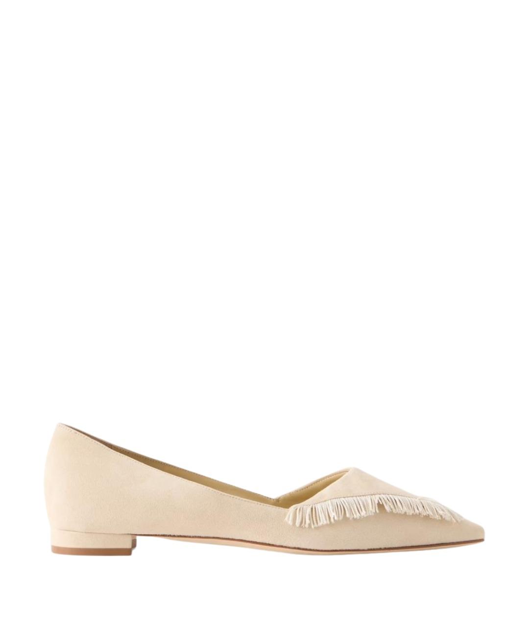 MANOLO BLAHNIK Бежевые замшевые балетки, фото 1