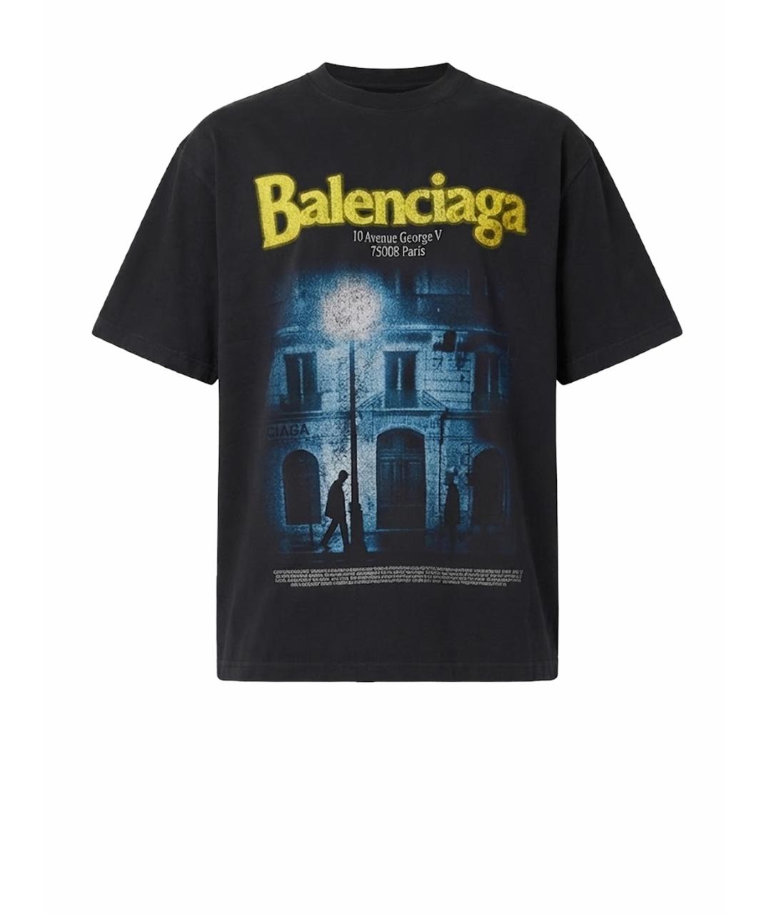 BALENCIAGA Черная хлопковая футболка, фото 1
