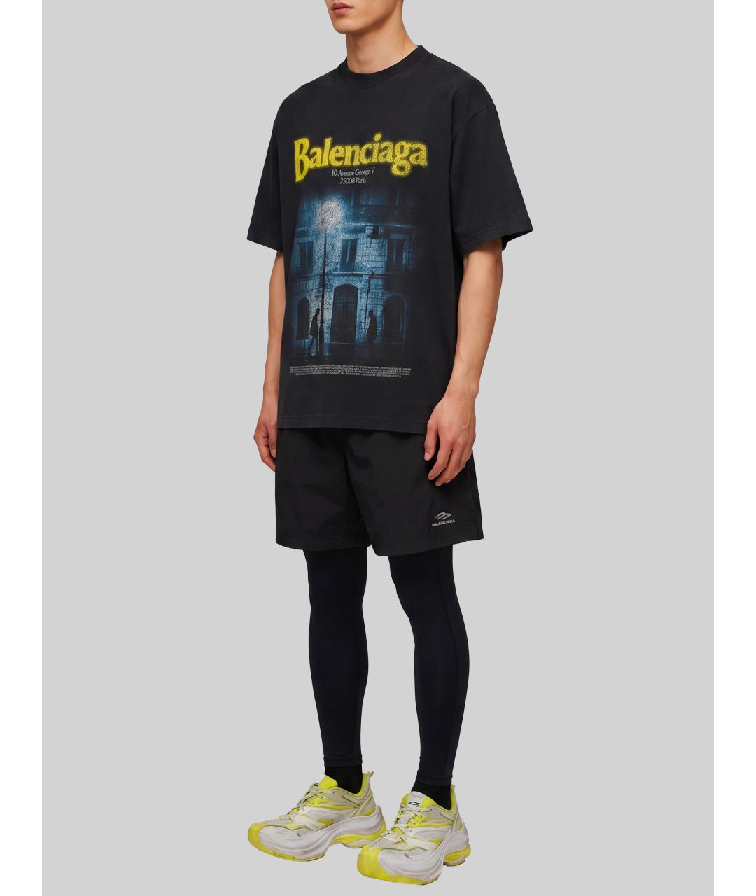 BALENCIAGA Черная хлопковая футболка, фото 2