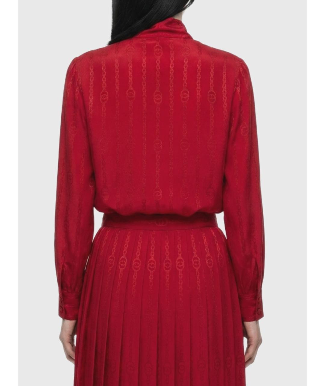 GUCCI Красная шелковая блузы, фото 3