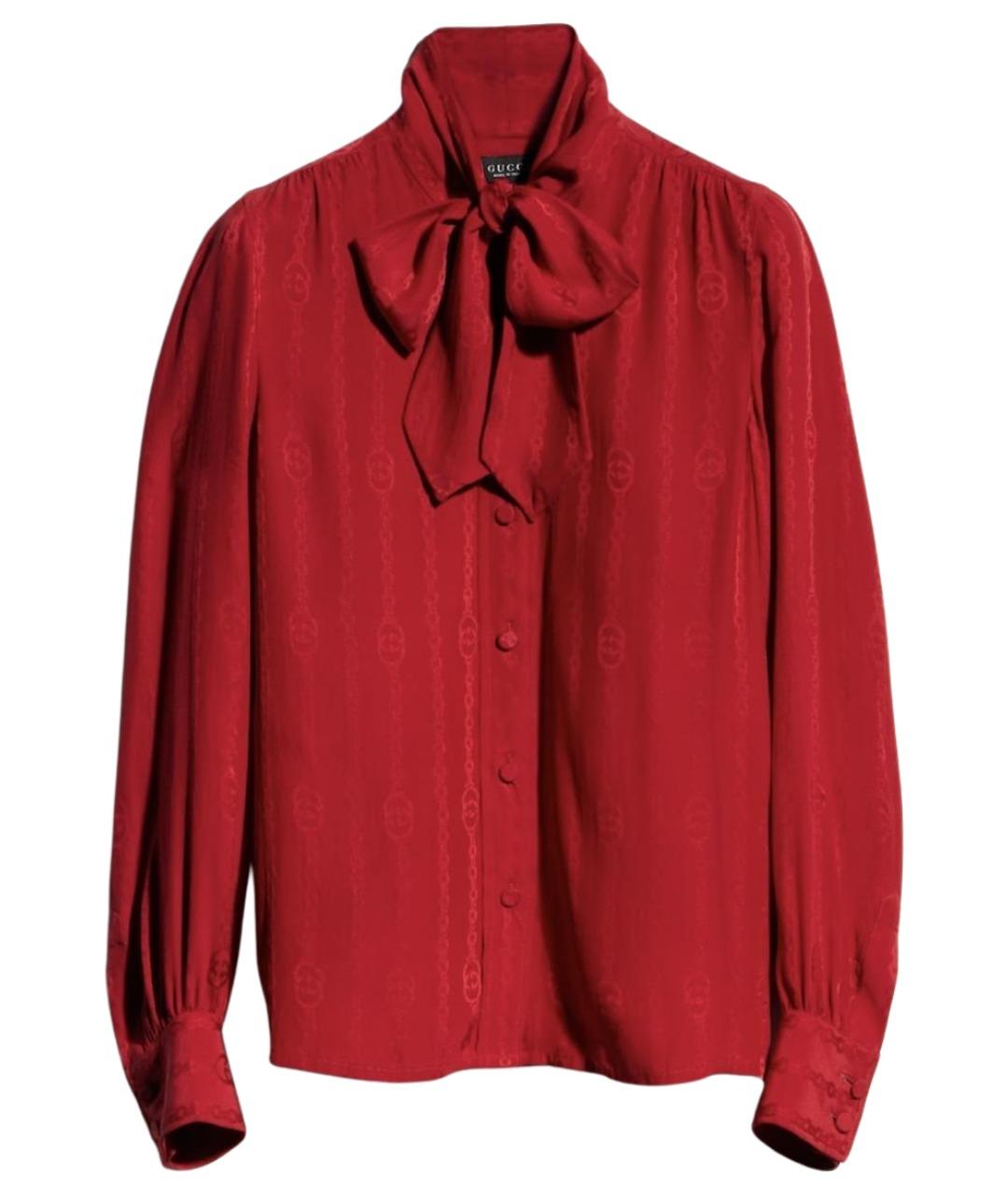 GUCCI Красная шелковая блузы, фото 1