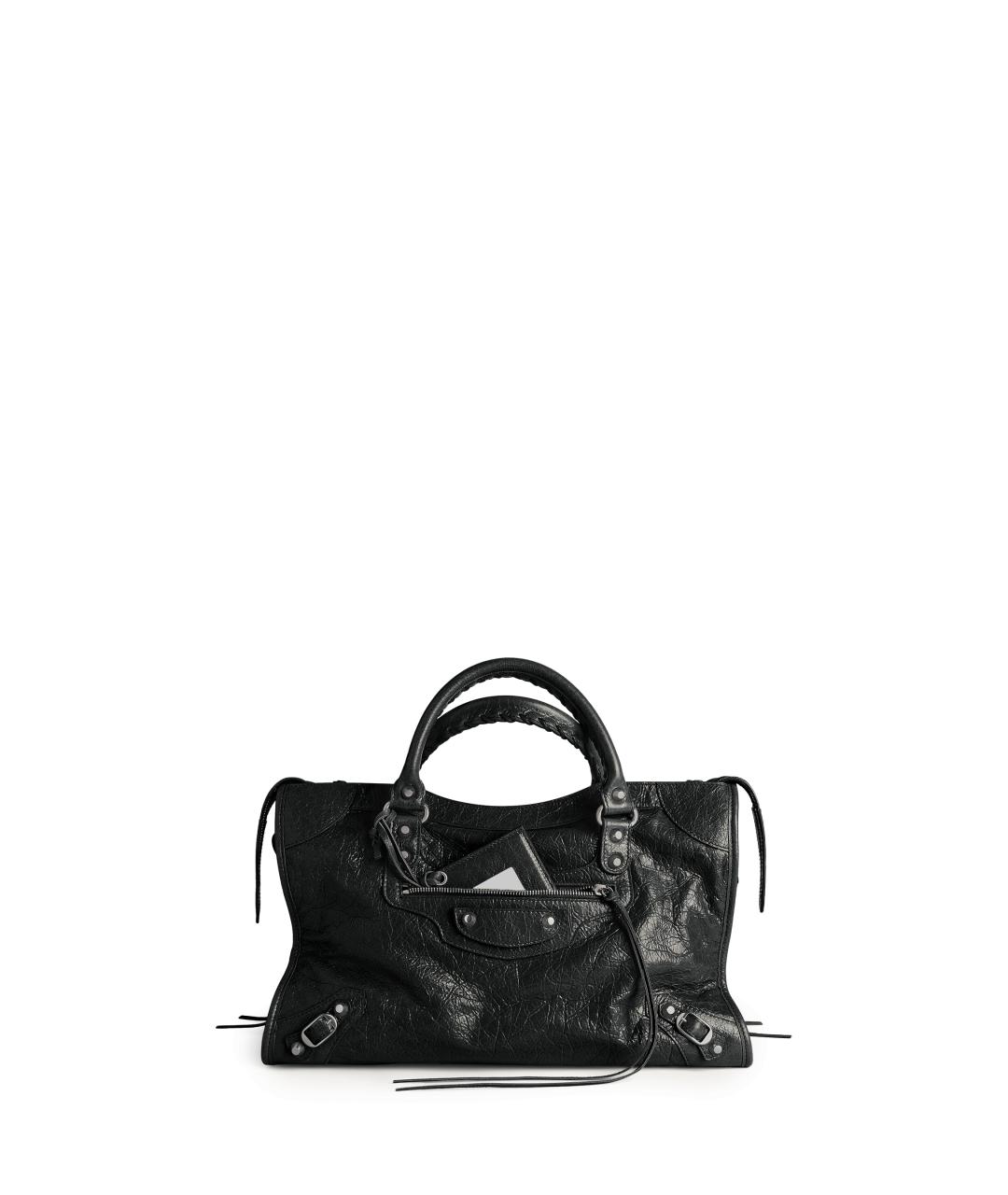 BALENCIAGA Черная кожаная сумка тоут, фото 6