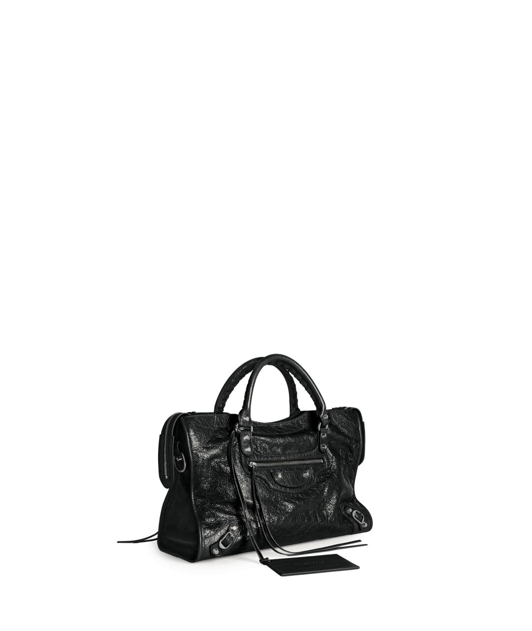 BALENCIAGA Черная кожаная сумка тоут, фото 2
