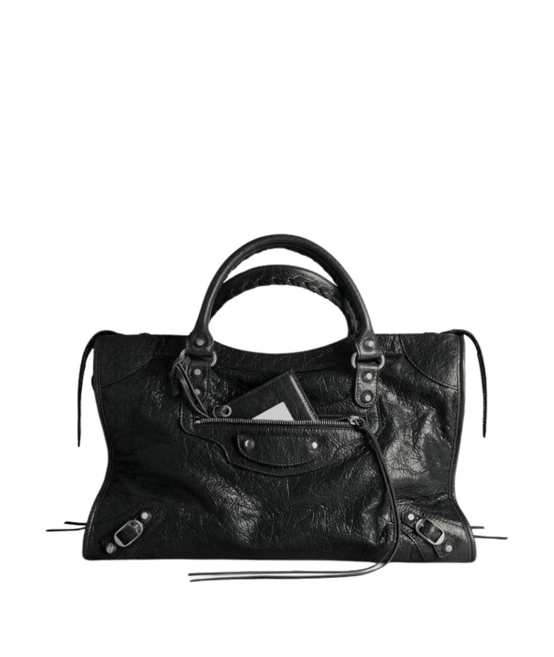 BALENCIAGA Черная кожаная сумка тоут, фото 1