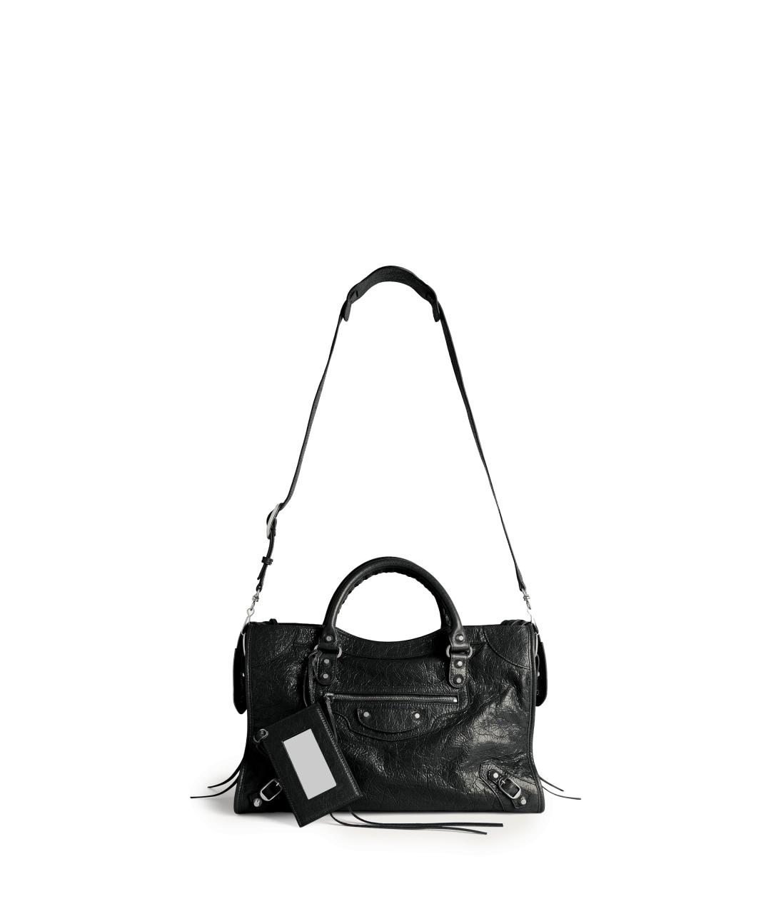 BALENCIAGA Черная кожаная сумка тоут, фото 4