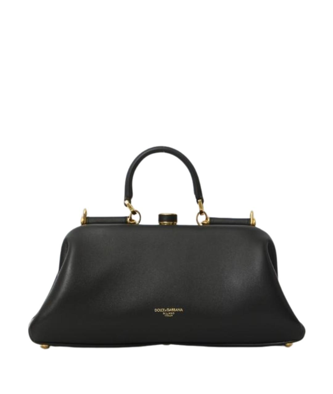DOLCE&GABBANA Черная кожаная сумка с короткими ручками, фото 1