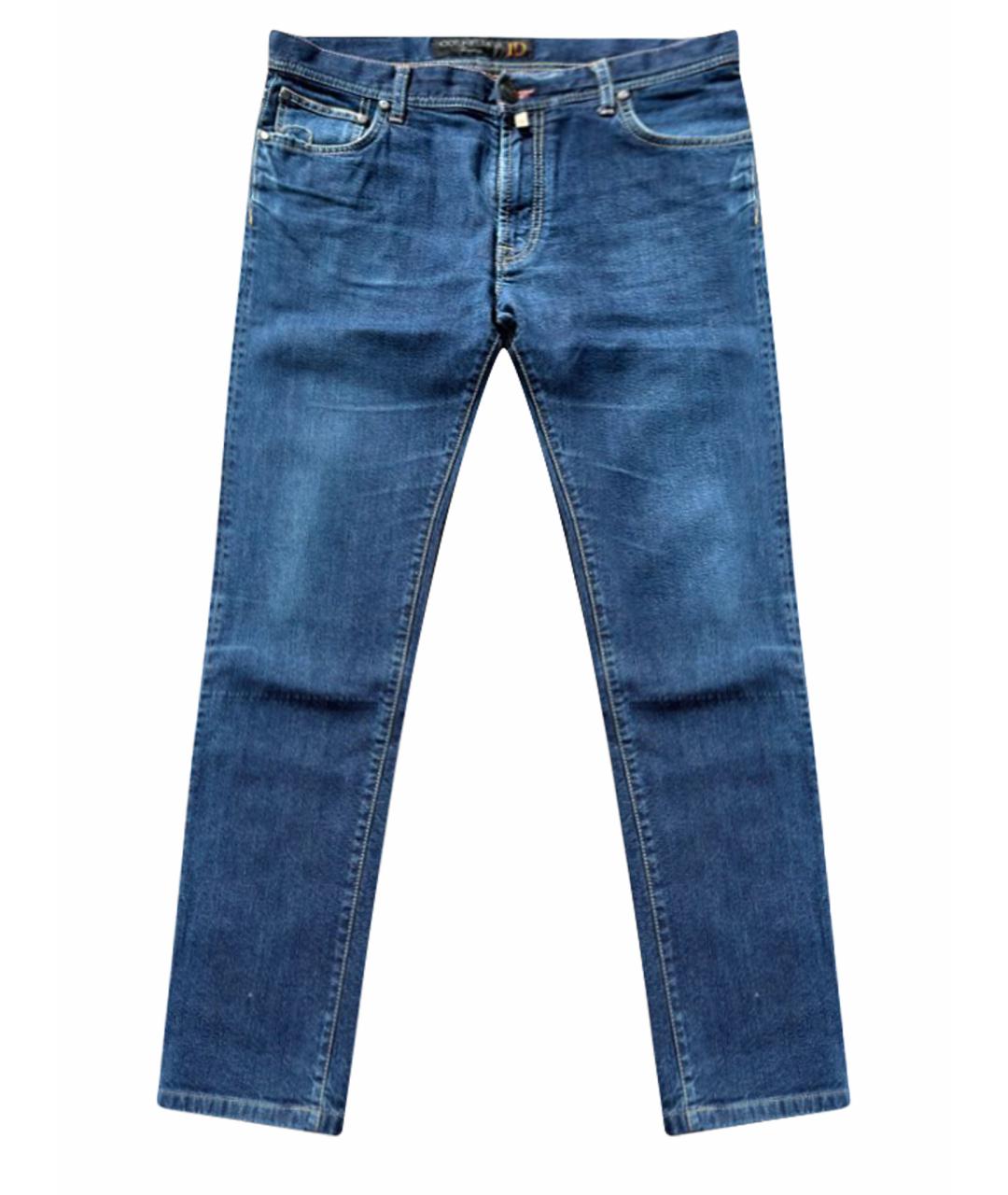 CORNELIANI Темно-синие хлопковые прямые джинсы, фото 1