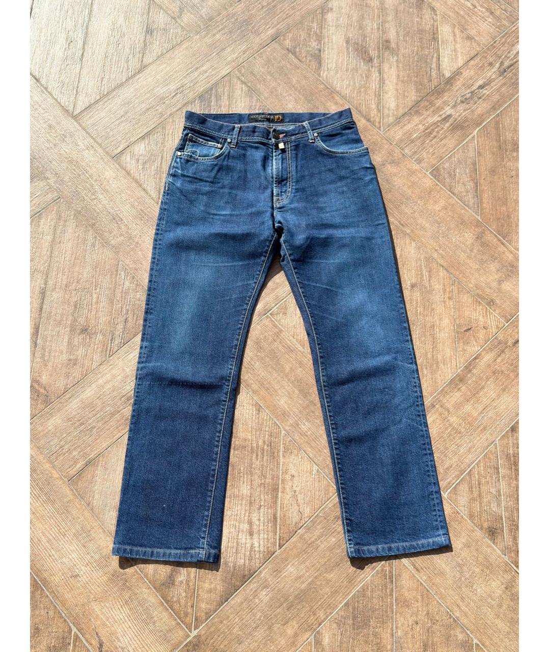 CORNELIANI Темно-синие хлопковые прямые джинсы, фото 8