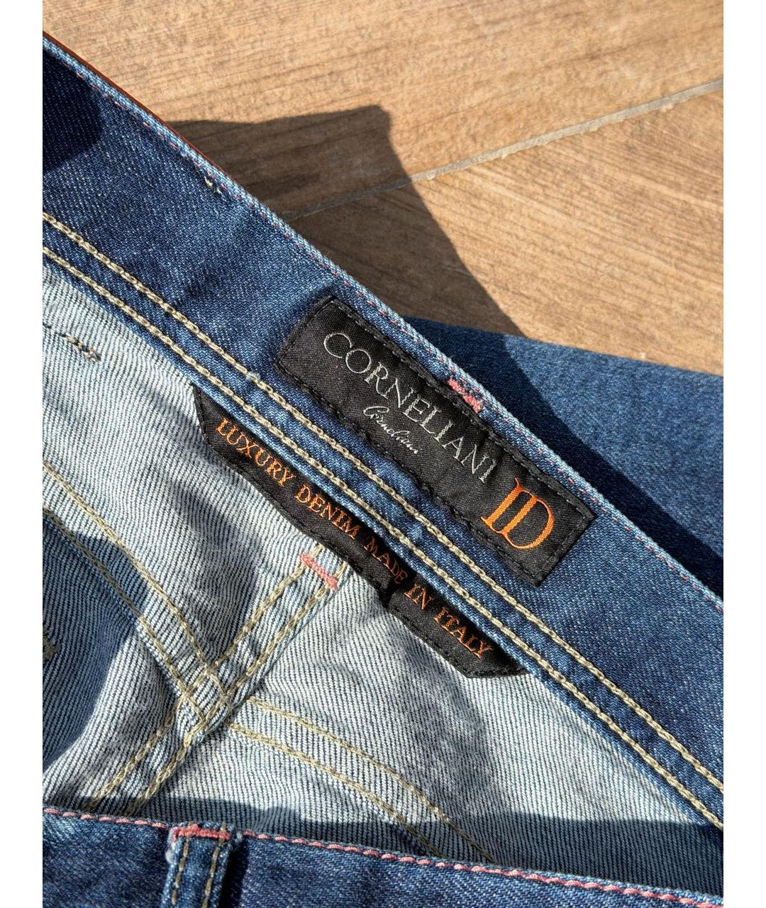CORNELIANI Темно-синие хлопковые прямые джинсы, фото 4