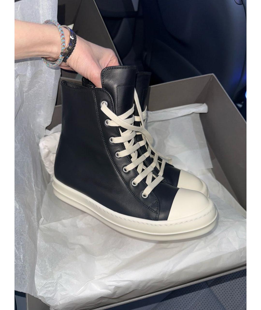 RICK OWENS Черные кожаные кеды, фото 6