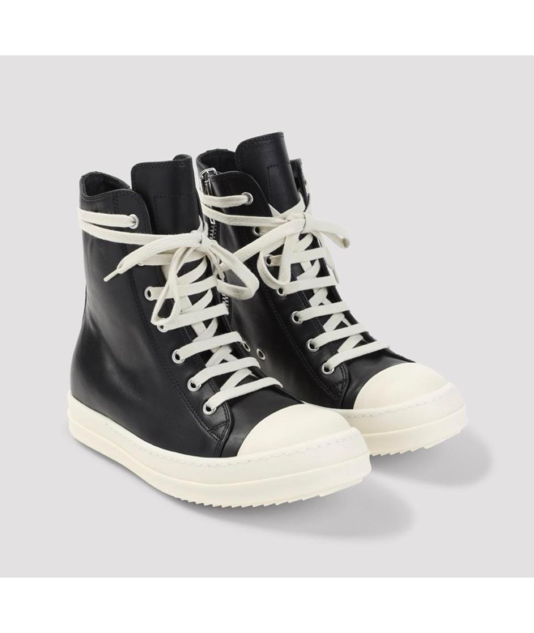RICK OWENS Черные кожаные кеды, фото 5