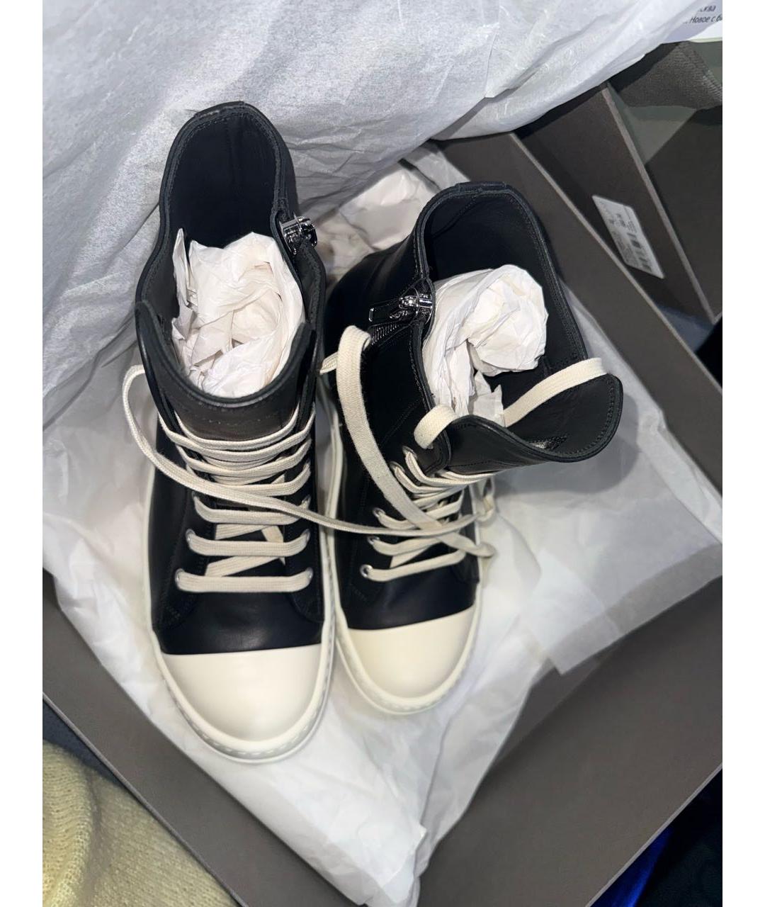 RICK OWENS Черные кожаные кеды, фото 3
