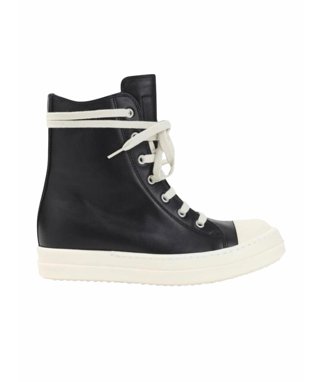 RICK OWENS Черные кожаные кеды, фото 1