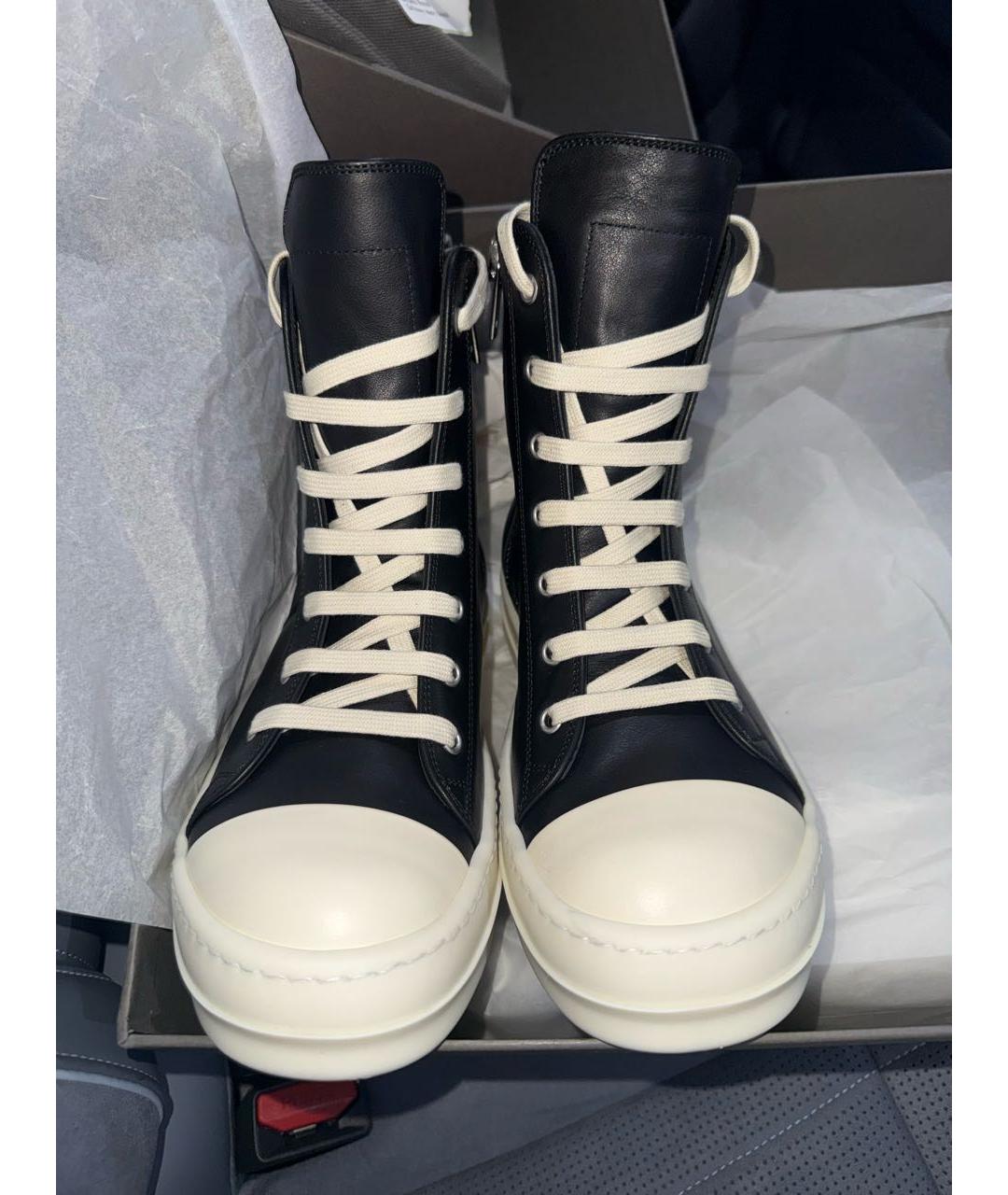 RICK OWENS Черные кожаные кеды, фото 2