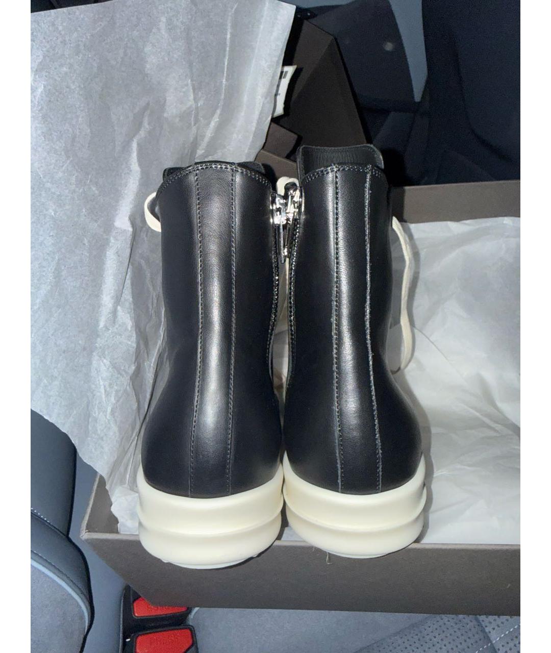 RICK OWENS Черные кожаные кеды, фото 4