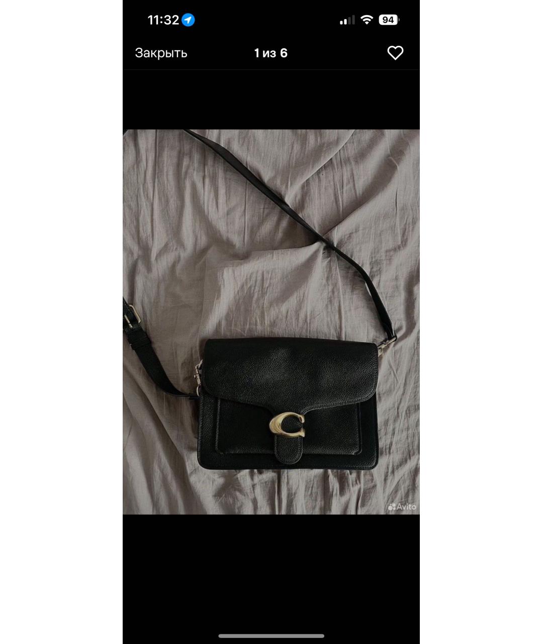 COACH Черная сумка тоут из искусственной кожи, фото 5