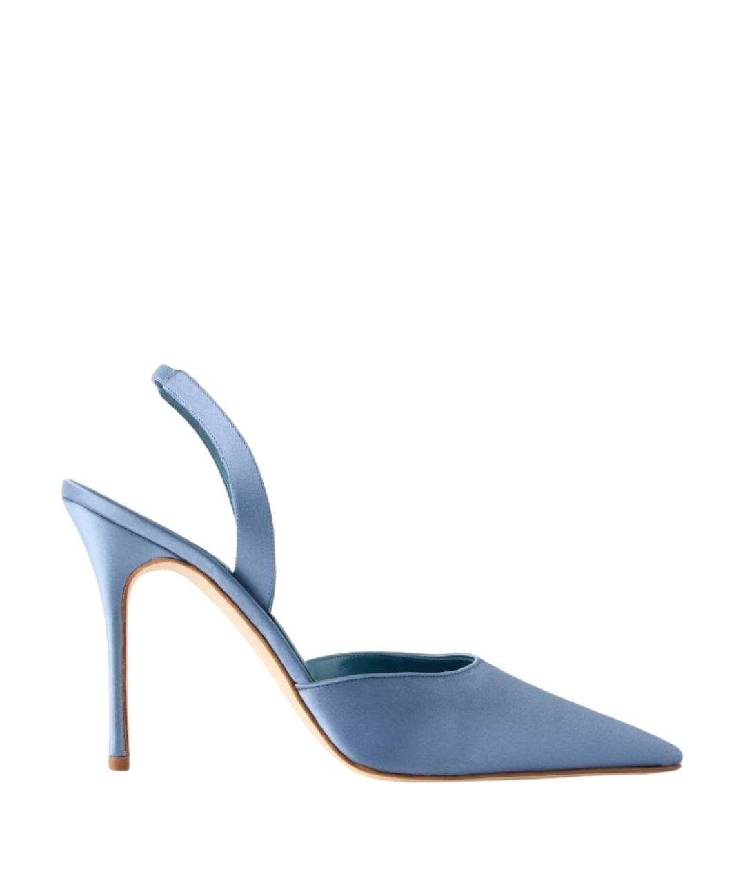 MANOLO BLAHNIK Голубые текстильные туфли, фото 1