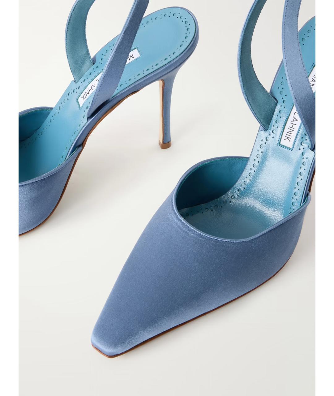 MANOLO BLAHNIK Голубые текстильные туфли, фото 4