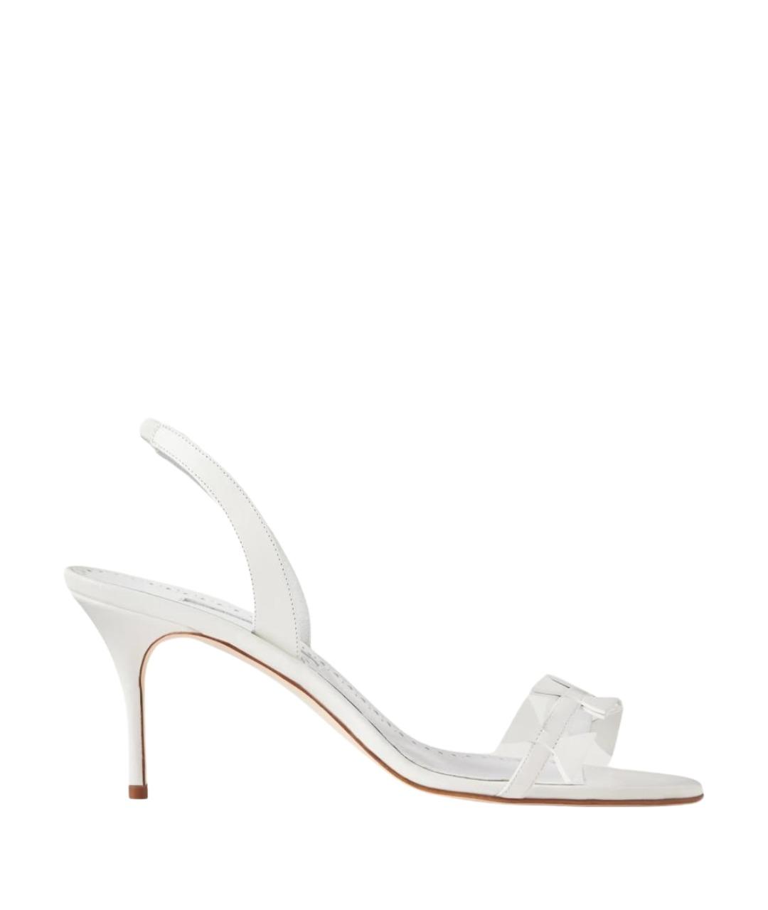 MANOLO BLAHNIK Белые кожаные мюли, фото 1