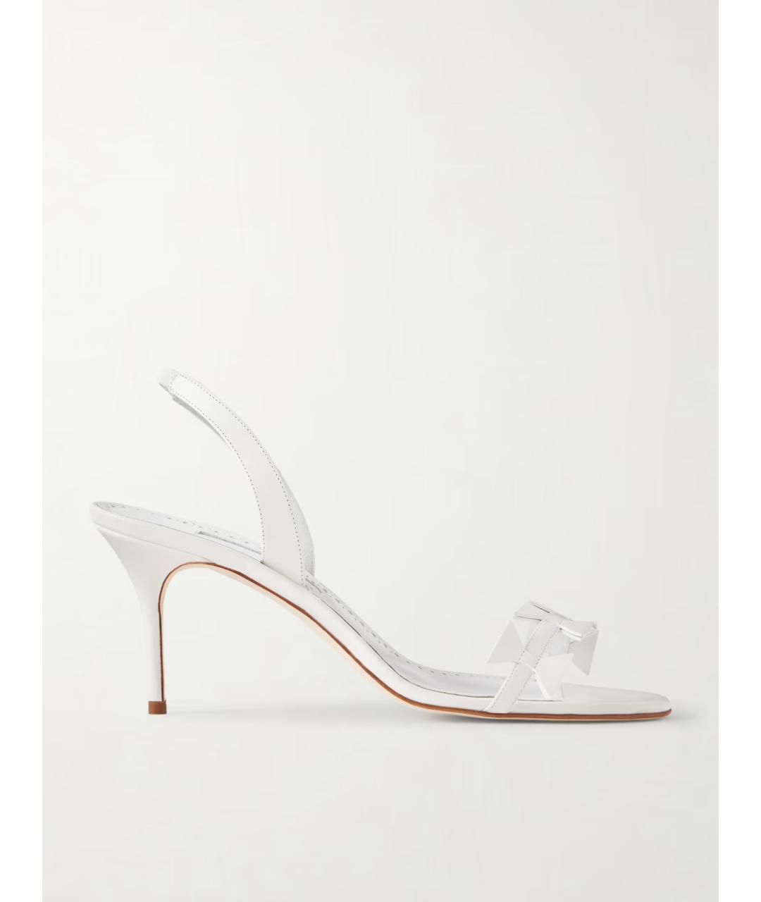 MANOLO BLAHNIK Белые кожаные мюли, фото 6