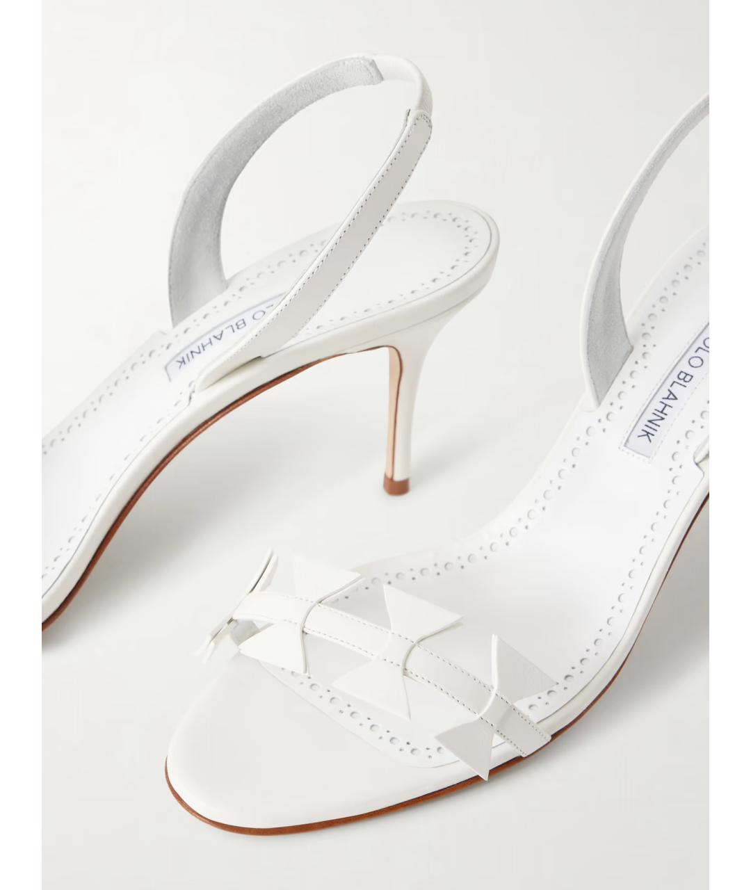 MANOLO BLAHNIK Белые кожаные мюли, фото 4