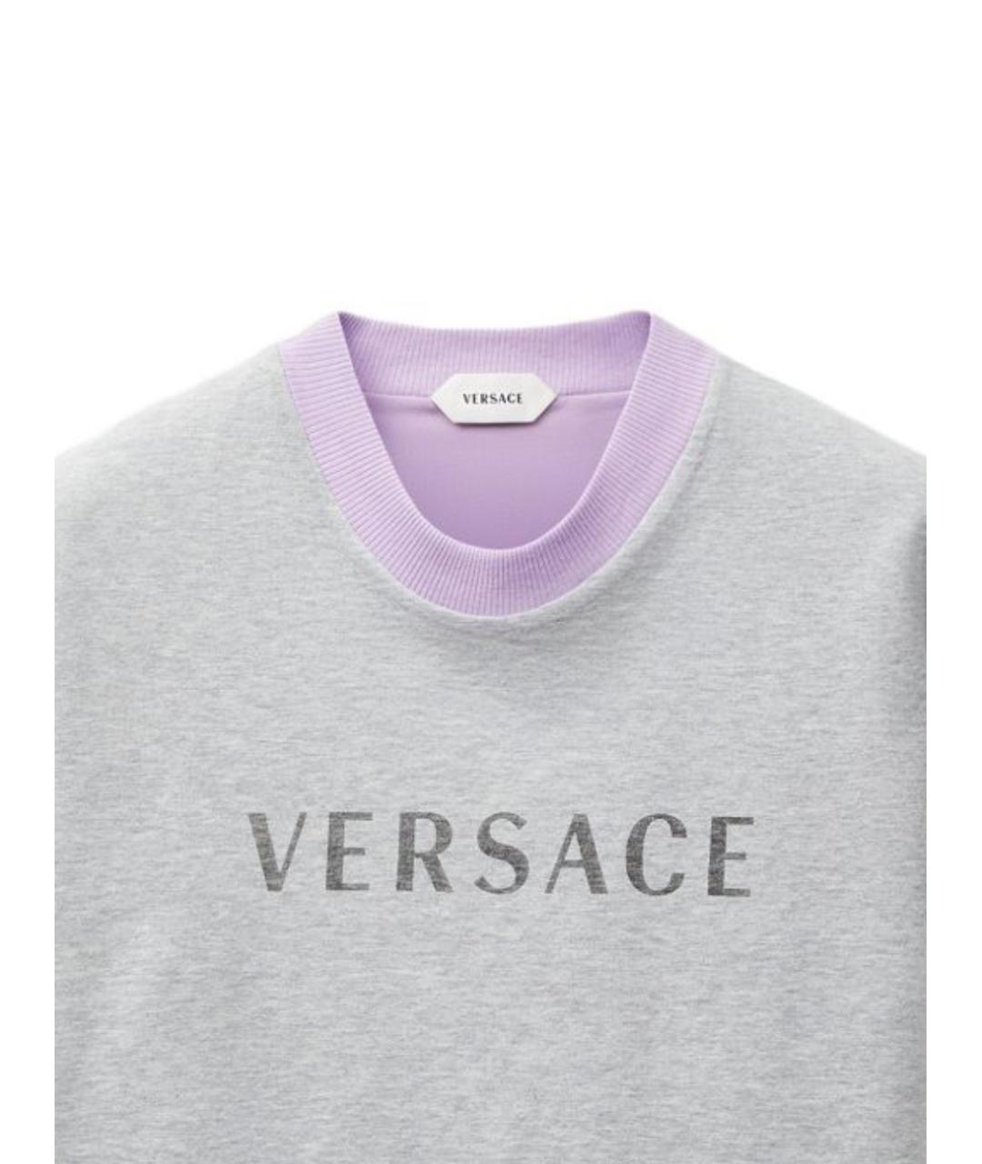 VERSACE Серая хлопковая футболка, фото 2