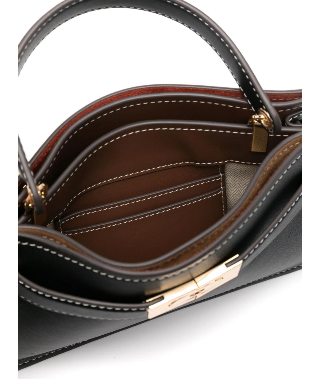 TORY BURCH Черная кожаная сумка с короткими ручками, фото 4