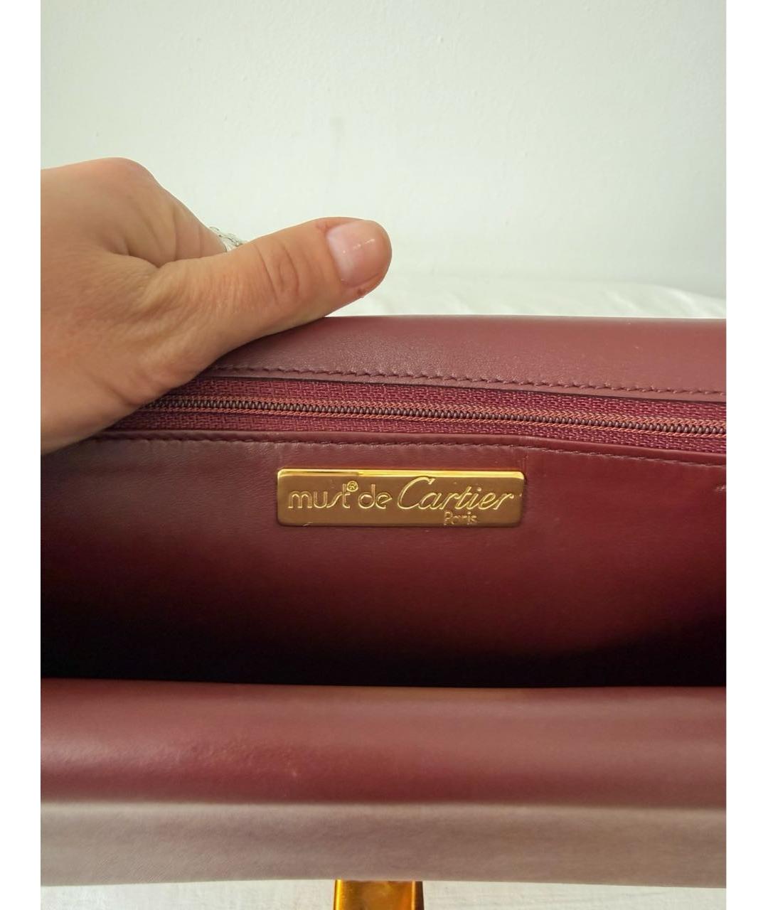 CARTIER Бордовая кожаная сумка через плечо, фото 6