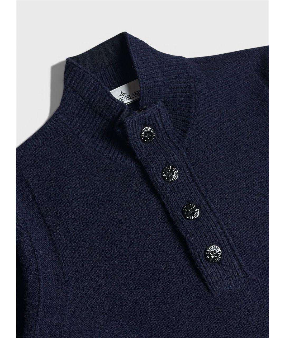 STONE ISLAND Темно-синий шерстяной джемпер / свитер, фото 3