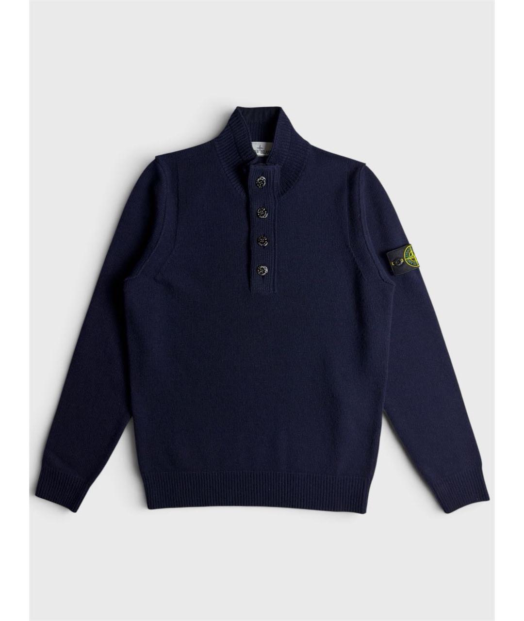 STONE ISLAND Темно-синий шерстяной джемпер / свитер, фото 6