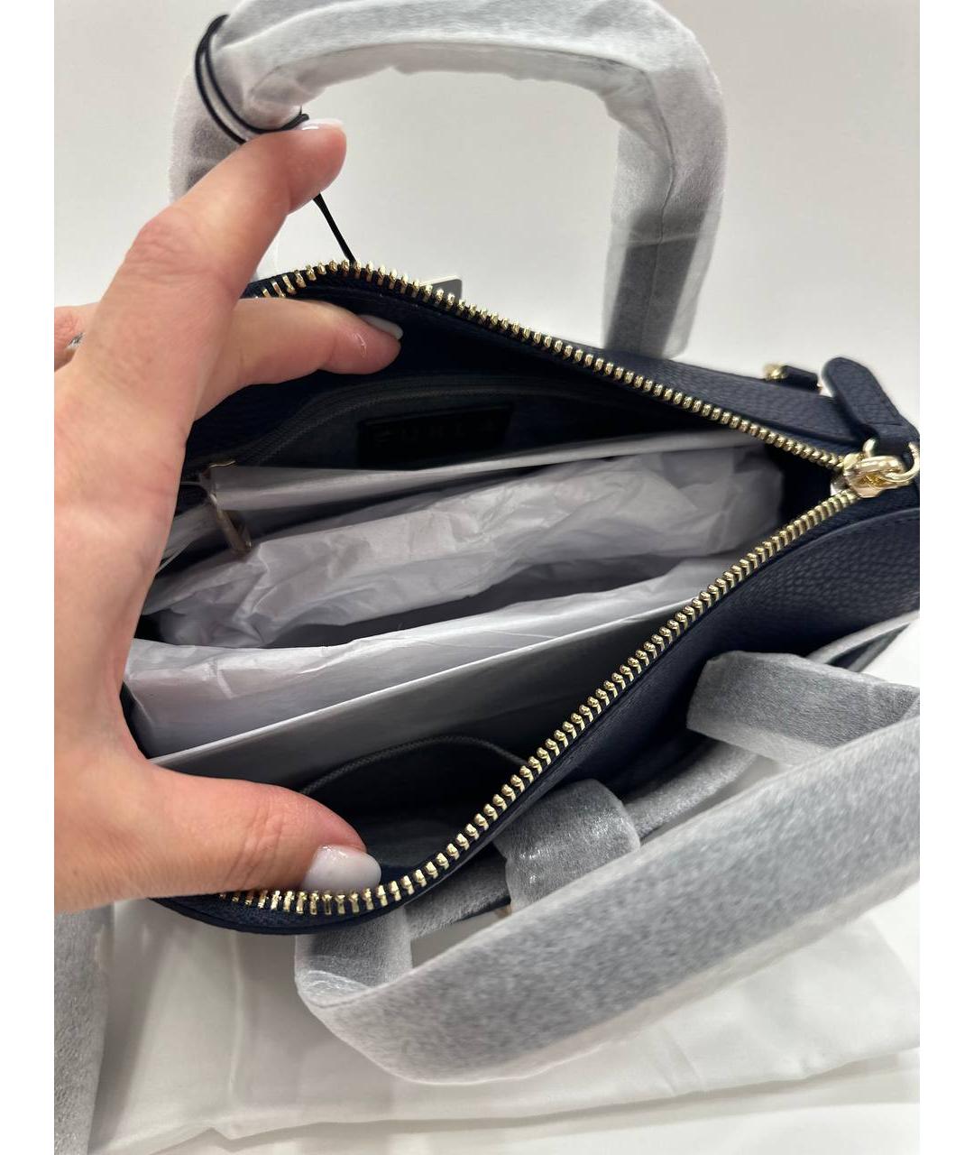 FURLA Темно-синяя кожаная сумка через плечо, фото 4