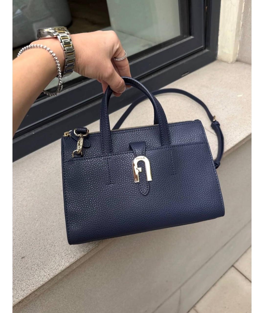 FURLA Темно-синяя кожаная сумка через плечо, фото 7