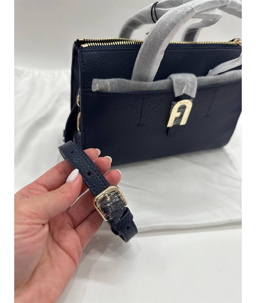 FURLA Темно-синяя кожаная сумка через плечо, фото 2